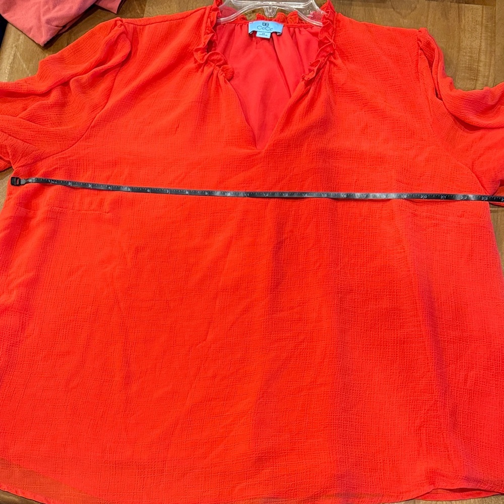 CeCe Fiery Red Ruffle Blouse - Picture 5 of 5
